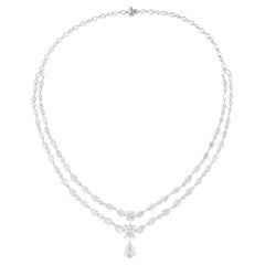 Natural 24.16 Carat Multi Shape Diamond Necklace 10 Karat White Gold Jewelry
