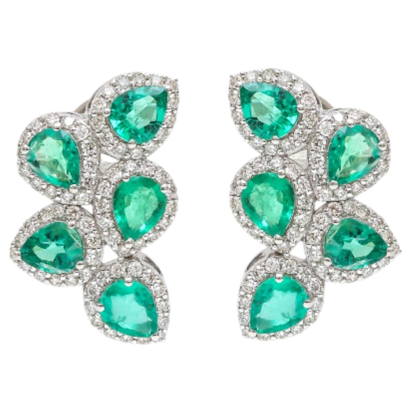 Natural 2.41cts Emerald & 0.88cts Diamond Earring in 14k Gold