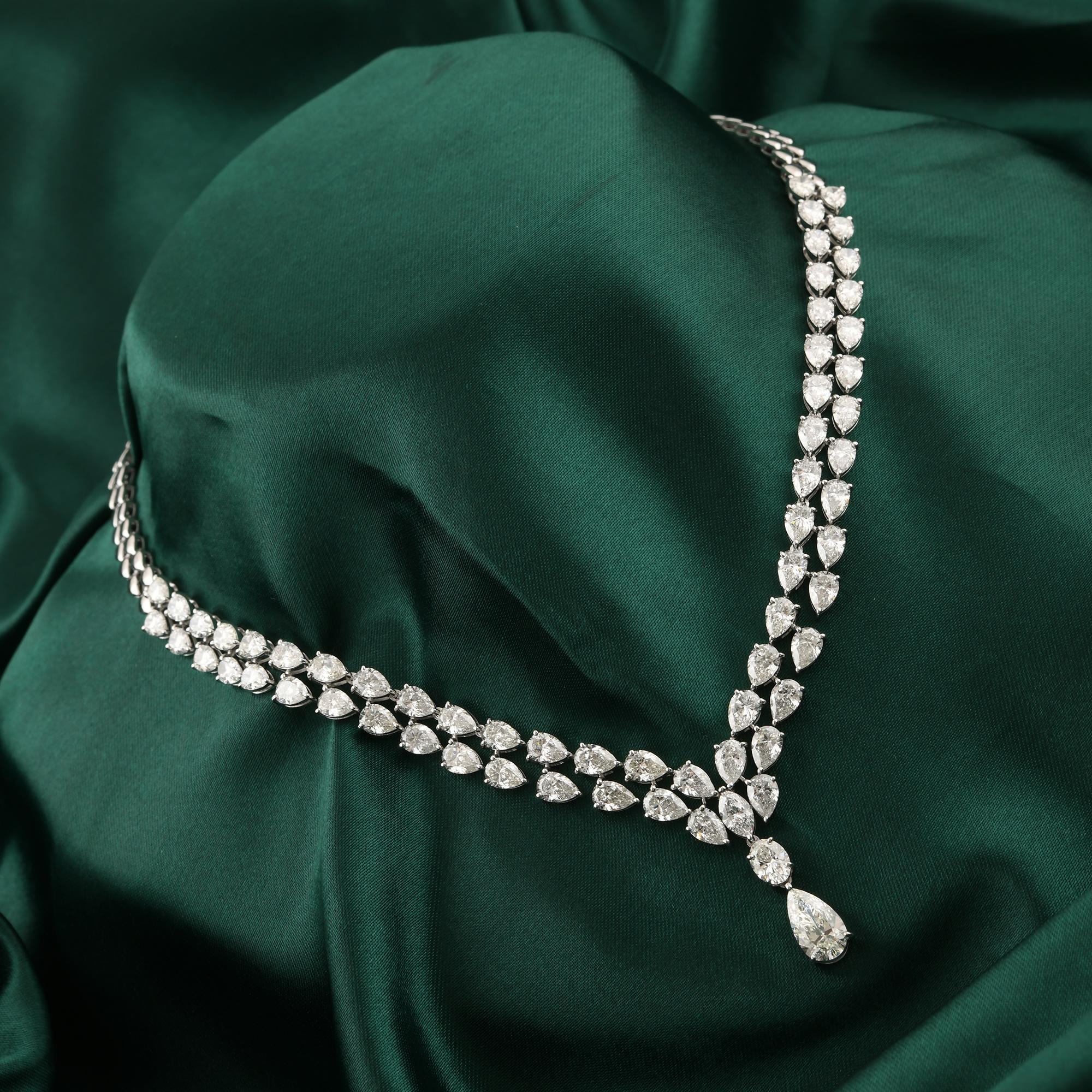 Collar de diamantes naturales de 24,36 quilates de oro blanco de 18 quilates con claridad SI y color HI en Nuevo estado para la venta en Diera, Dubai