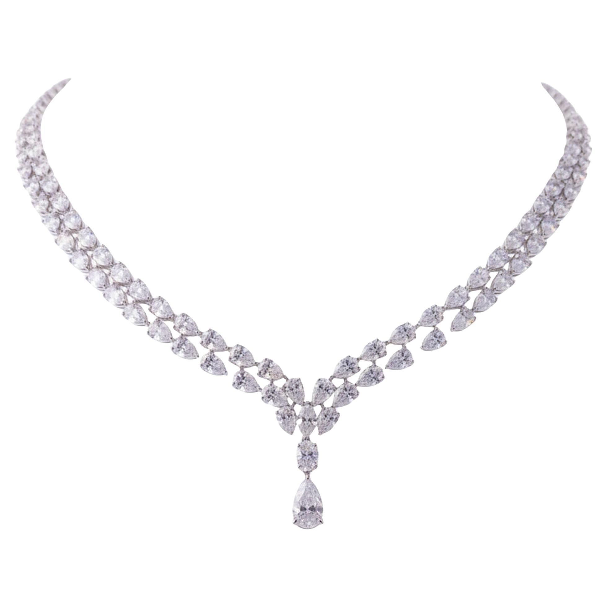 Collar de diamantes naturales de 24,36 quilates de oro blanco de 18 quilates con claridad SI y color HI en venta