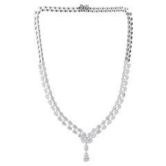 Natürliche 24,36 Karat SI/H Diamanten Layer Drop Halskette 14k Weißgold