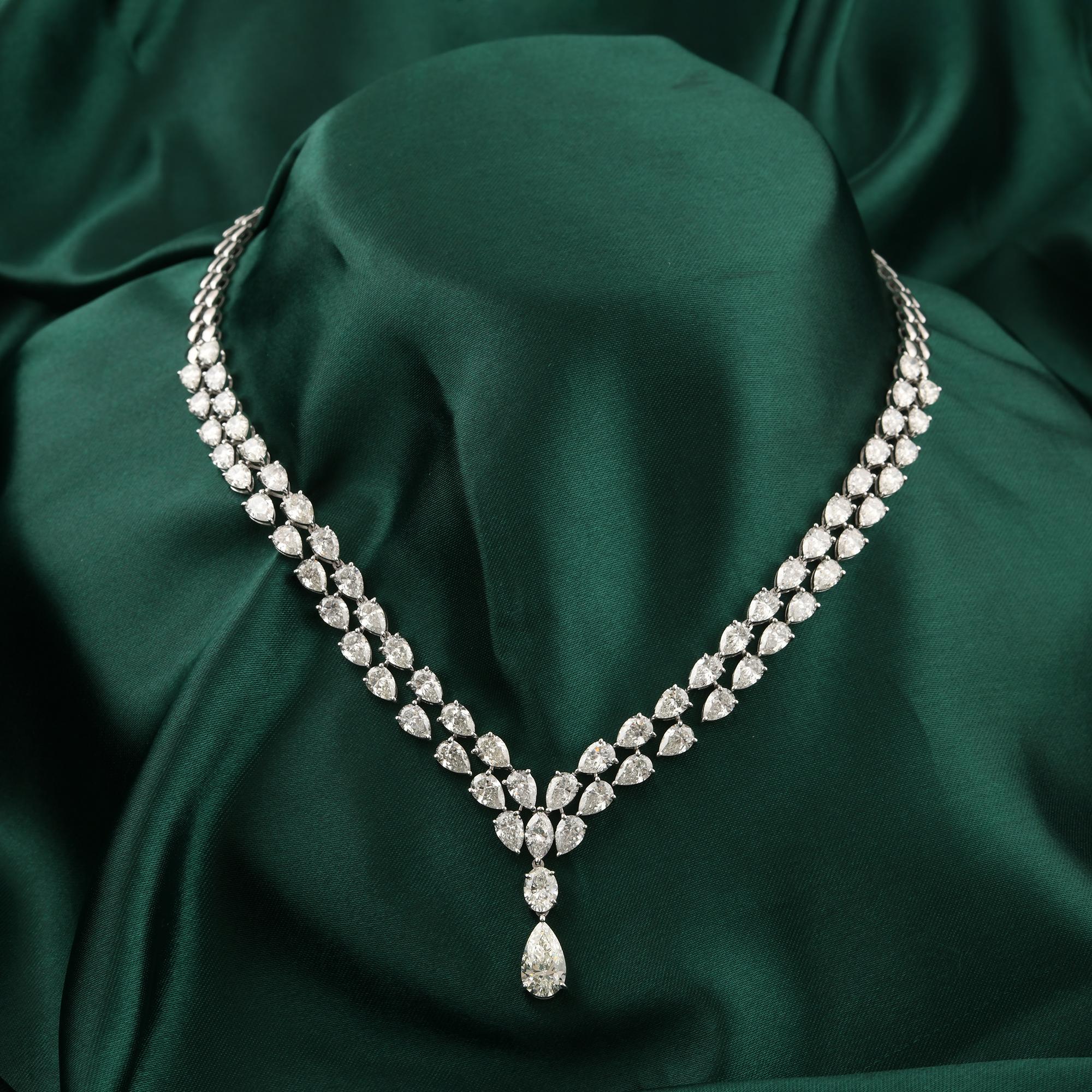 Natürliche 24.36Ct SI Klarheit HI Farbe Diamant Tropfen Halskette 14 Karat Weißgold (Tropfenschliff) im Angebot