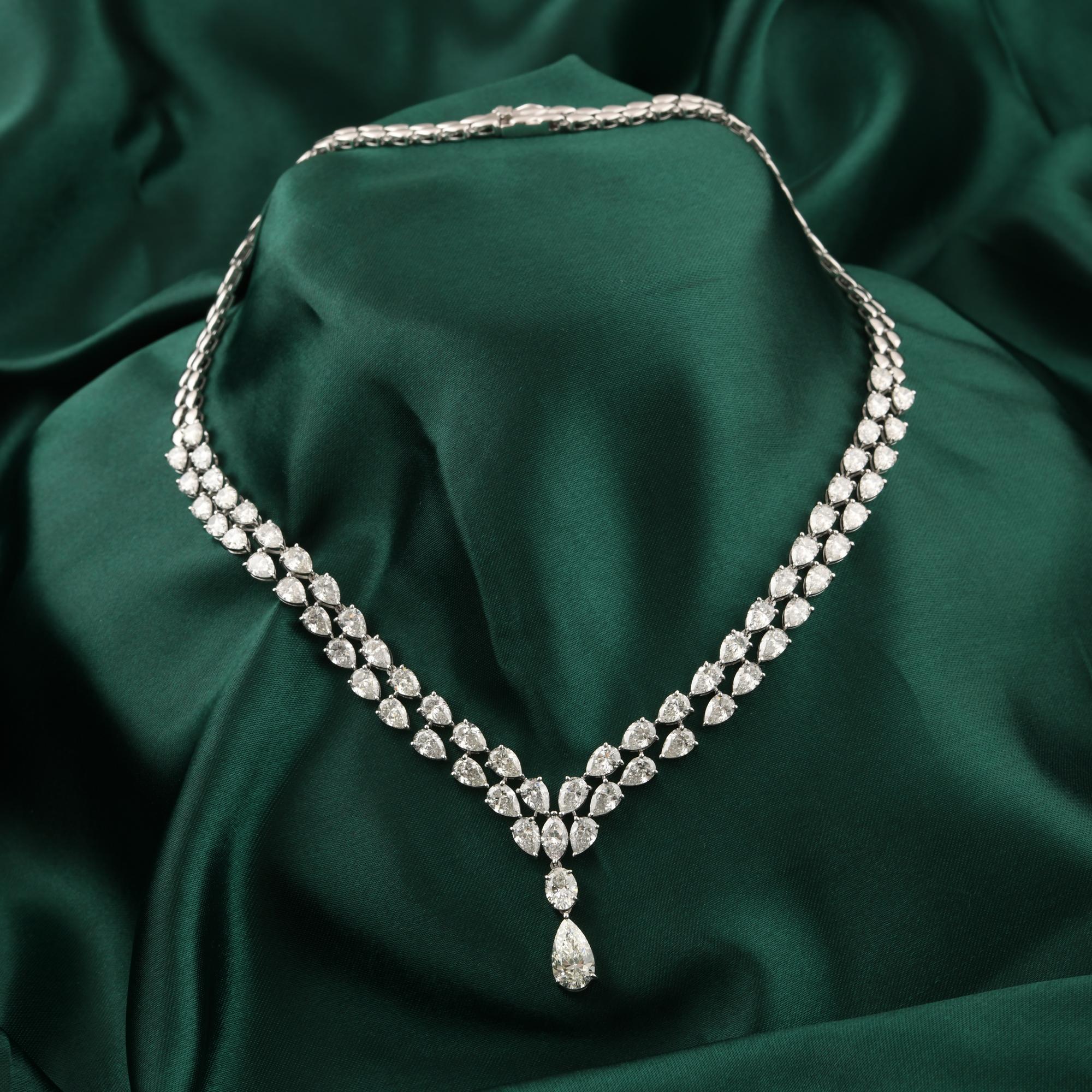 Natürliche 24.36Ct SI Klarheit HI Farbe Diamant Tropfen Halskette 14 Karat Weißgold Damen im Angebot