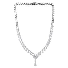 Natural 24.36Ct SI Clarity HI Color Diamond Drop Necklace 14 Karat White Gold