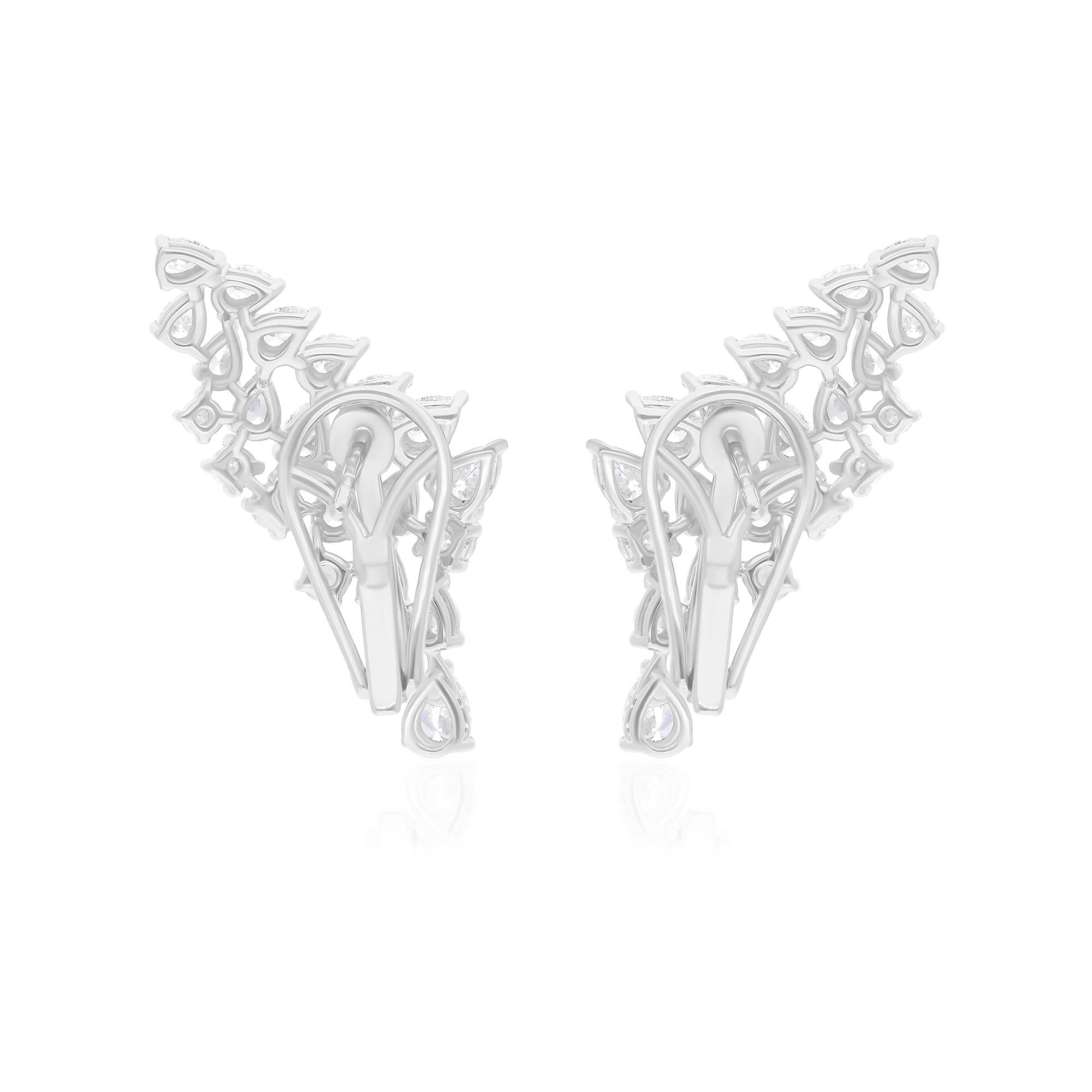 Moderne Boucles d'oreilles en or blanc 14 carats avec diamants ronds taille poire de 2,44 carats SI/H en vente