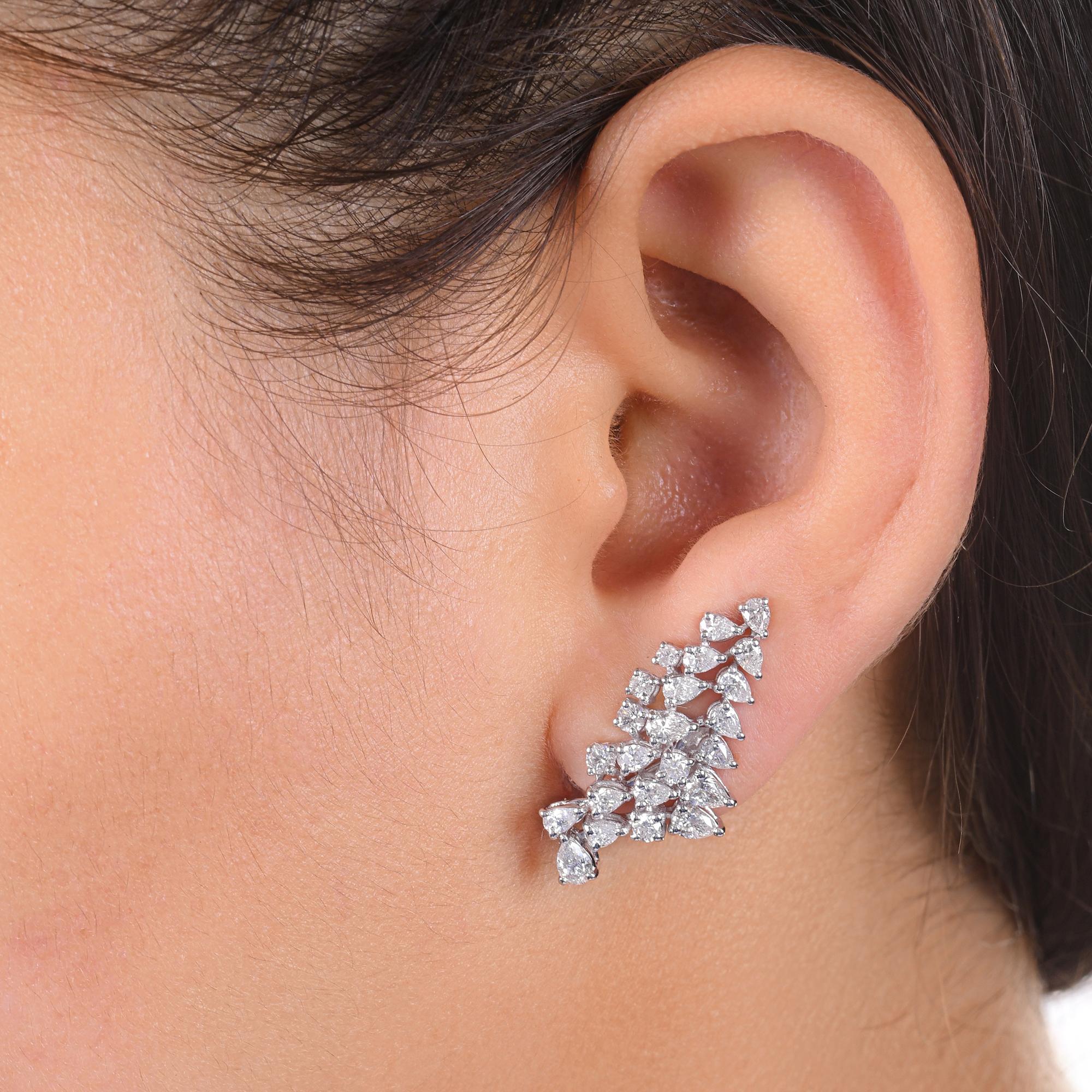 Boucles d'oreilles en or blanc 14 carats avec diamants ronds taille poire de 2,44 carats SI/H Neuf - En vente à Diera, Dubai