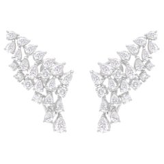 Boucles d
oreilles en or blanc 14 carats avec diamants ronds taille poire de 2,44 carats SI/H