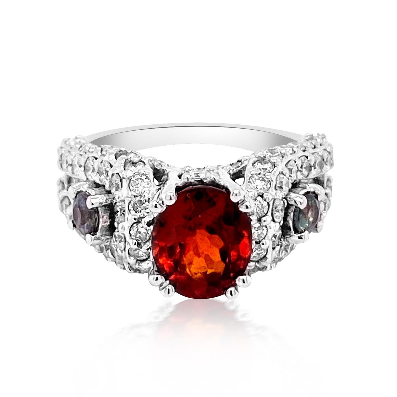 14K White Gold Over 2.18ct pear Cut Natural garnet Ruby Unique Wedding Ring