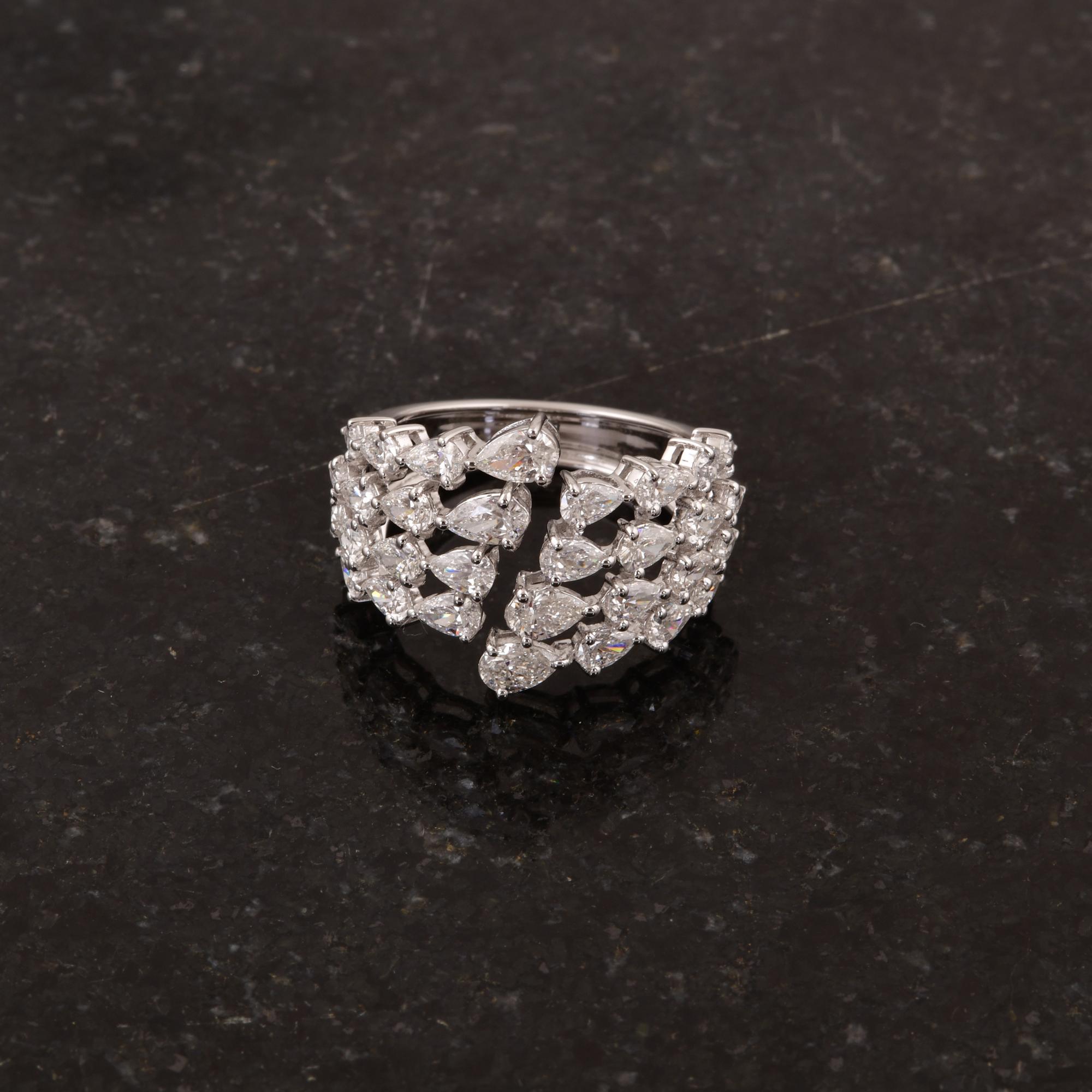 Taglio a goccia Anello con diamante a pera naturale da 2,46 carati con purezza SI e colore HI, oro bianco 14 carati in vendita