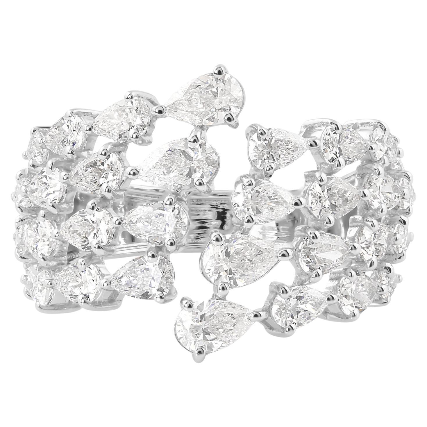 Natural 2.46 Carat SI Clarity HI Color Pear Diamond Ring 14 Karat White Gold