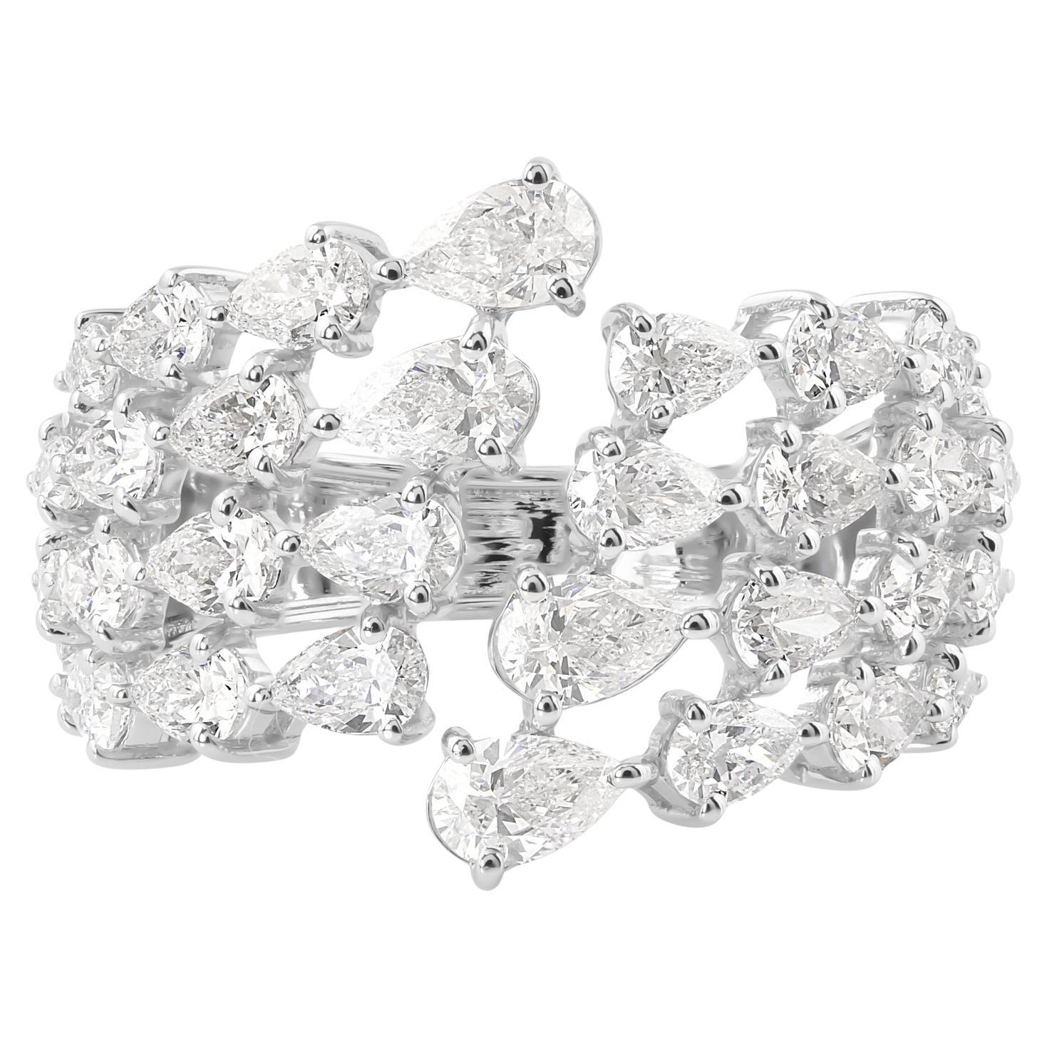 Natürlicher natürlicher 2,46 Karat SI Reinheit HI Farbe Birnen-Diamantring 14 Karat Weißgold