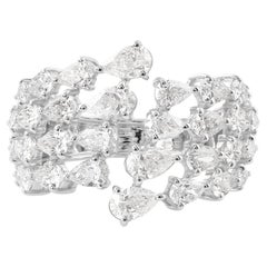 Bague en or blanc 18 carats avec diamant poire naturel de 2,46 carats de pureté SI de couleur hi-colore