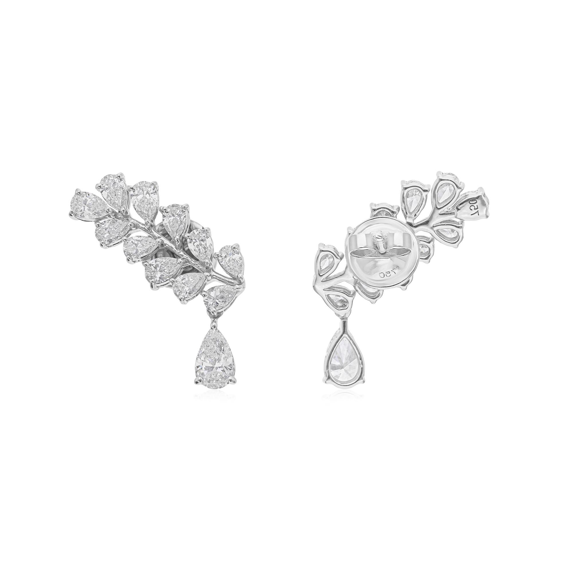 Pendientes de oro blanco de 18 quilates con forma de hoja de diamante natural certificado de 2,46 quilates Moderno en venta