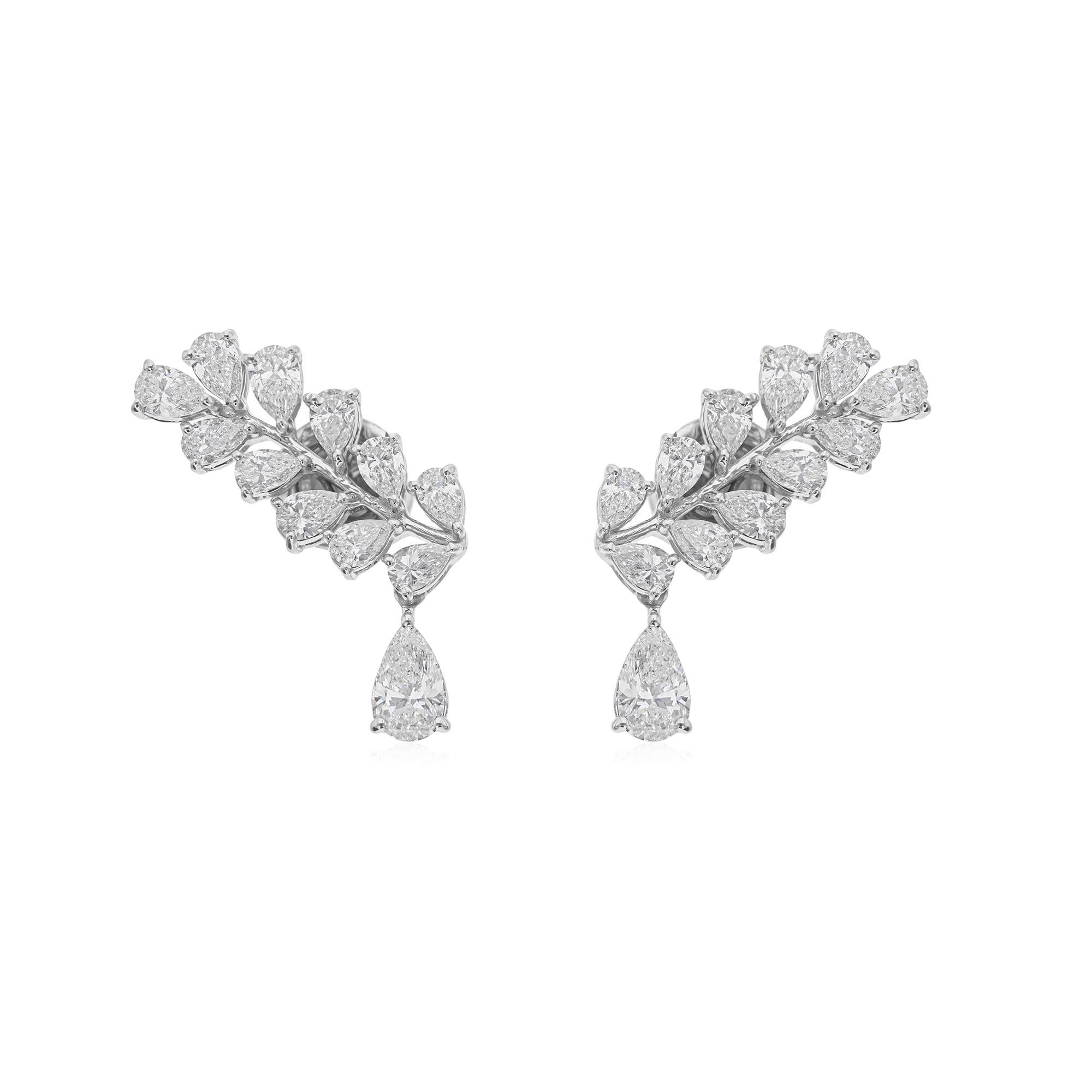 Pendientes de oro blanco de 18 quilates con forma de hoja de diamante natural certificado de 2,46 quilates