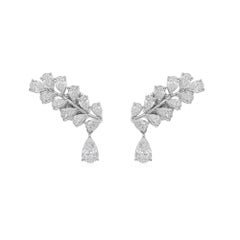 Pendientes de oro blanco de 18 quilates con forma de hoja de diamante natural certificado de 2,46 quilates