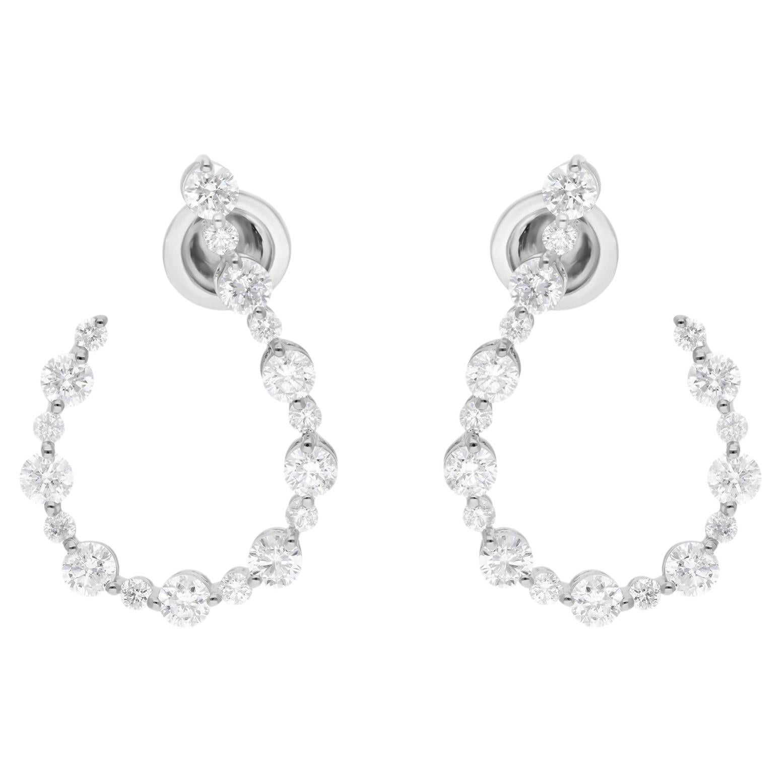 Natural 2.48 Carat SI Clarity HI Color Diamond Earrings 18 Karat White Gold