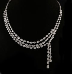 Collar de diamantes naturales de 24,80 quilates de oro blanco de 18 quilates con claridad SI y color HI
