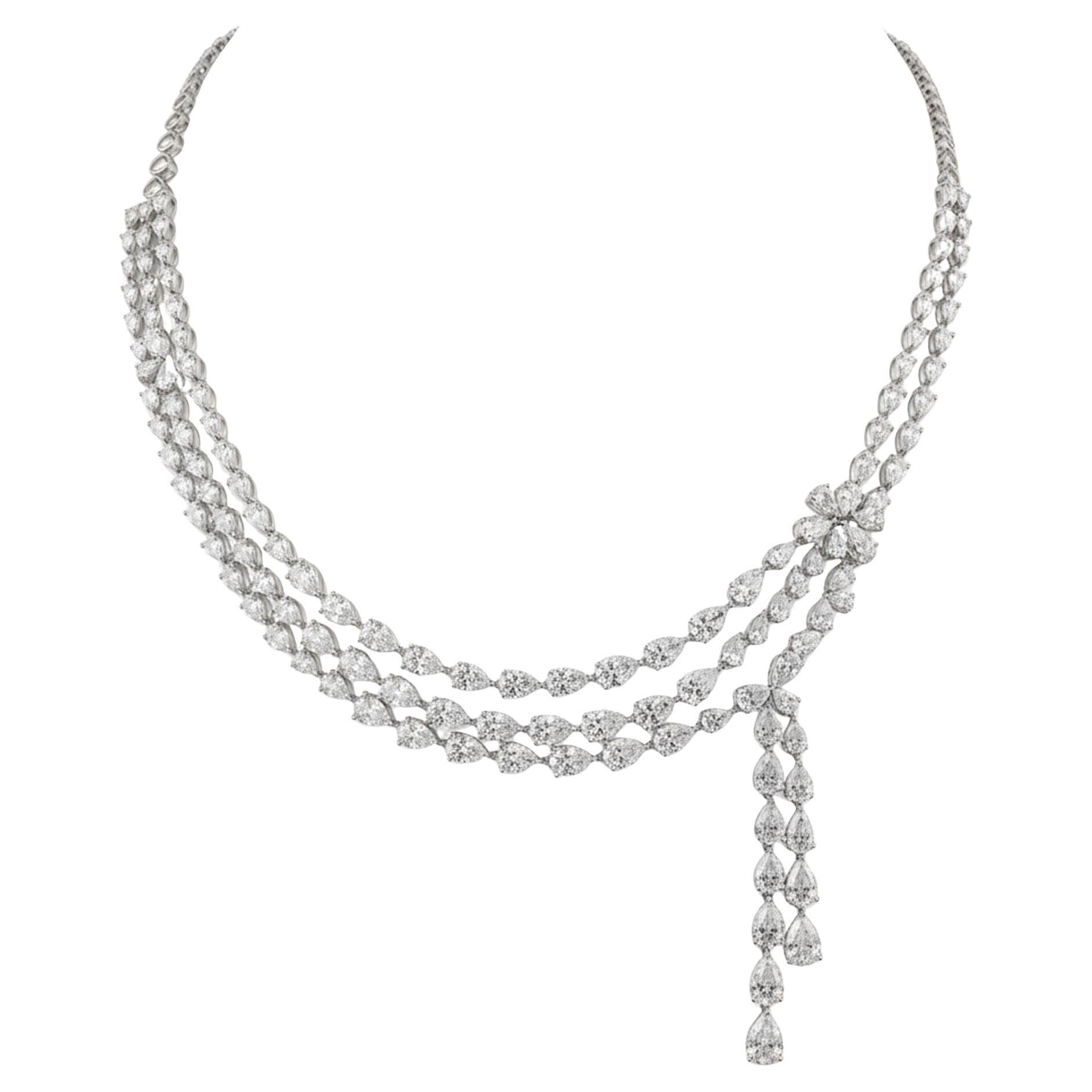 Collar de diamantes naturales de 24,80 quilates de oro blanco de 18 quilates con claridad SI y color HI