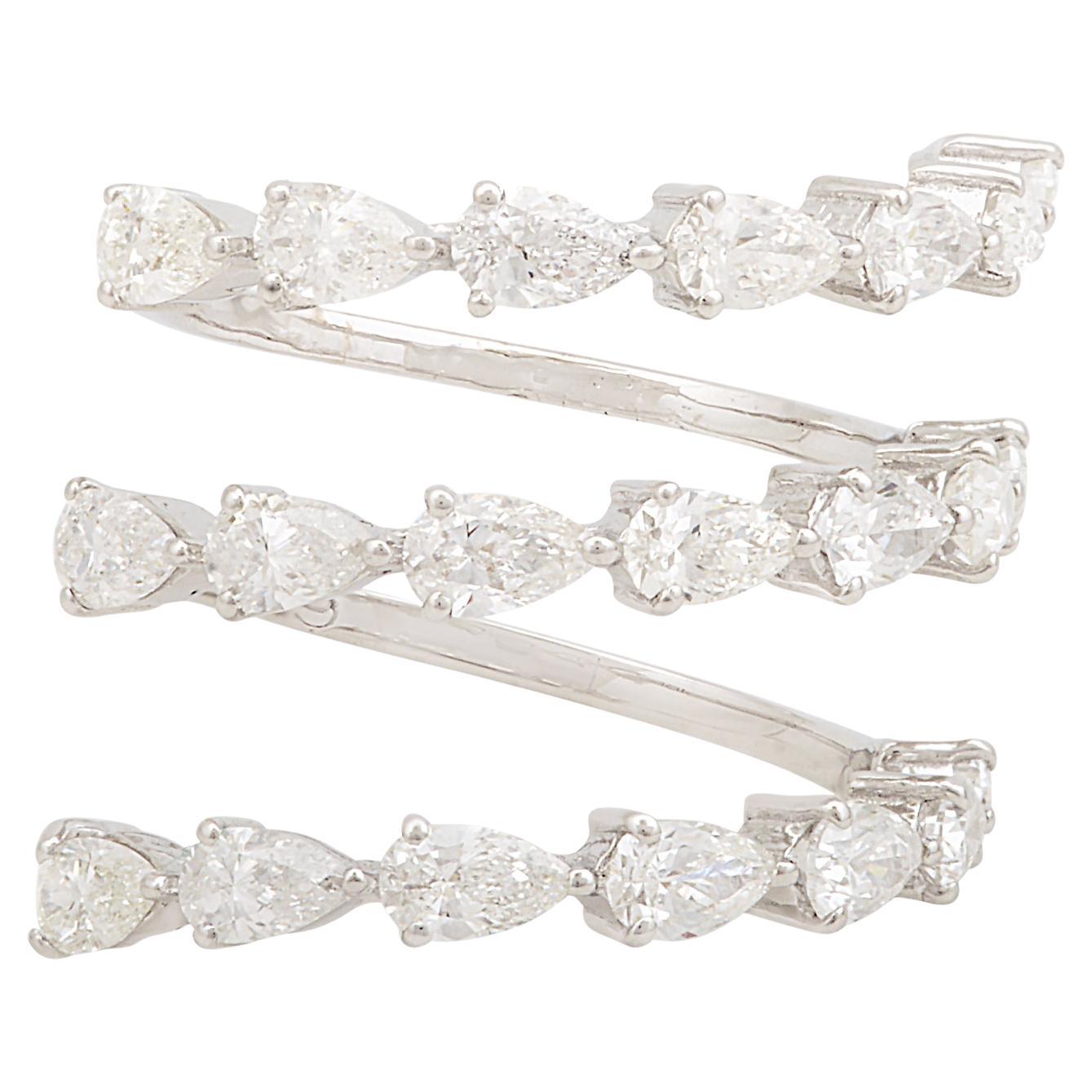 Nature 2.5 Carat SI/H Diamond Spiral Wrap Band Ring 14 Karat White Gold Jewelry