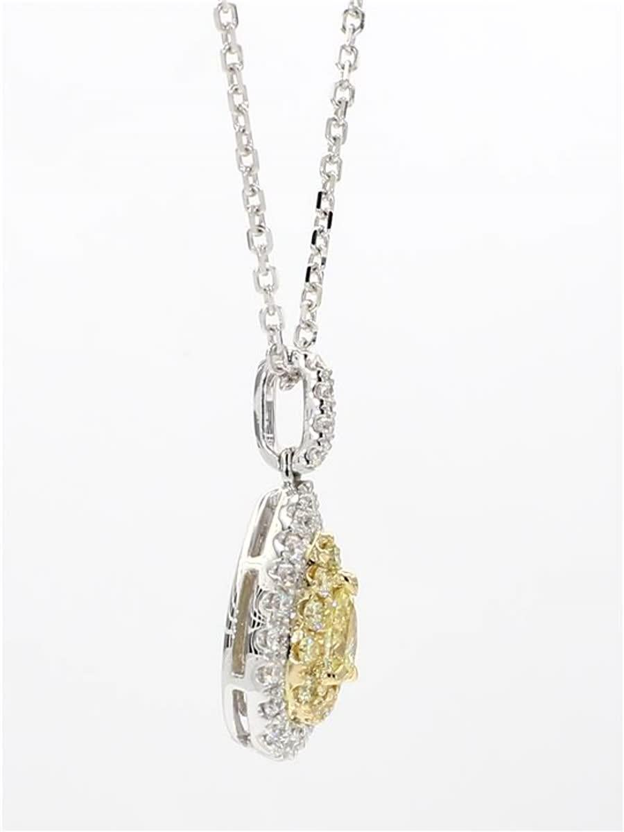 Pear Cut Natural Yellow Pear and White Diamond .79 Carat TW Gold Drop Pendant For Sale