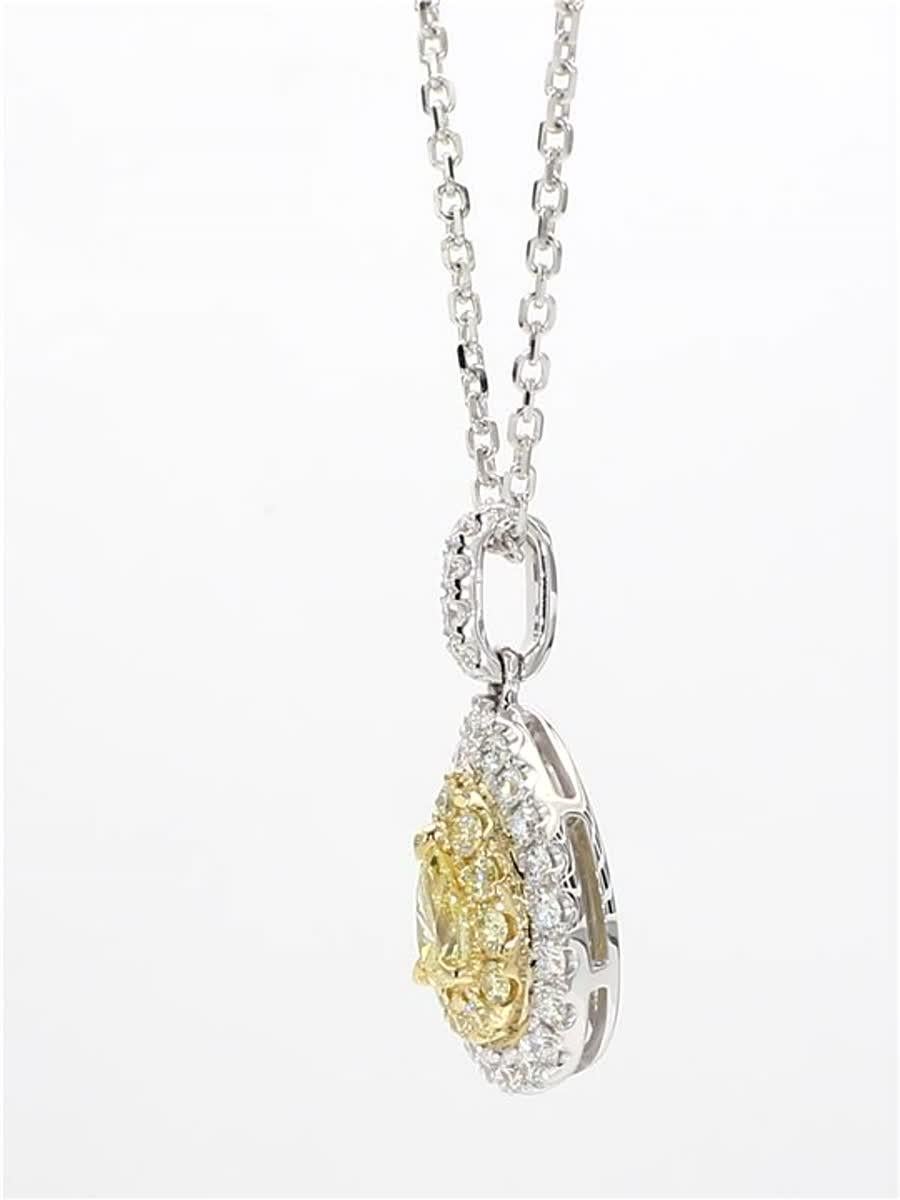Natural Yellow Pear and White Diamond .79 Carat TW Gold Drop Pendant In New Condition For Sale In New York, NY