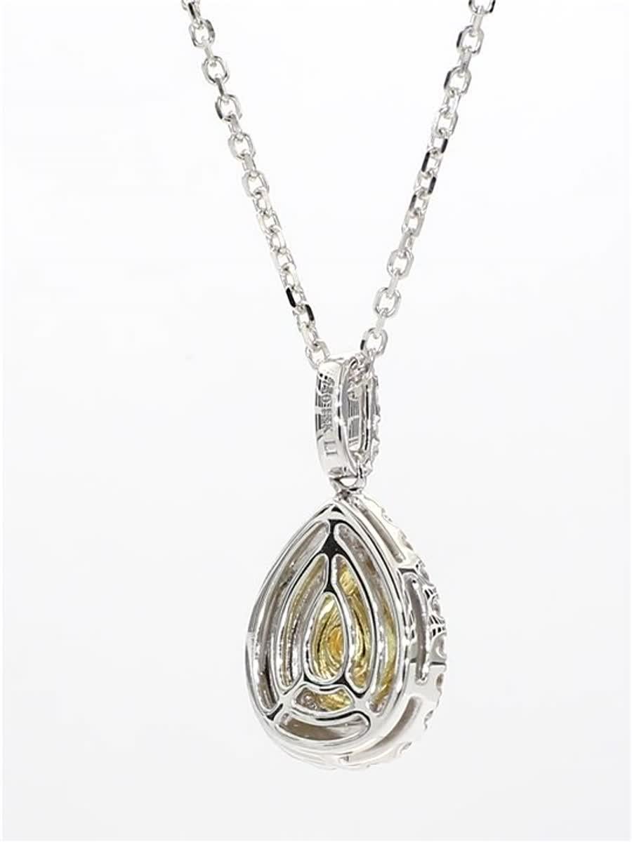 Women's Natural Yellow Pear and White Diamond .79 Carat TW Gold Drop Pendant For Sale