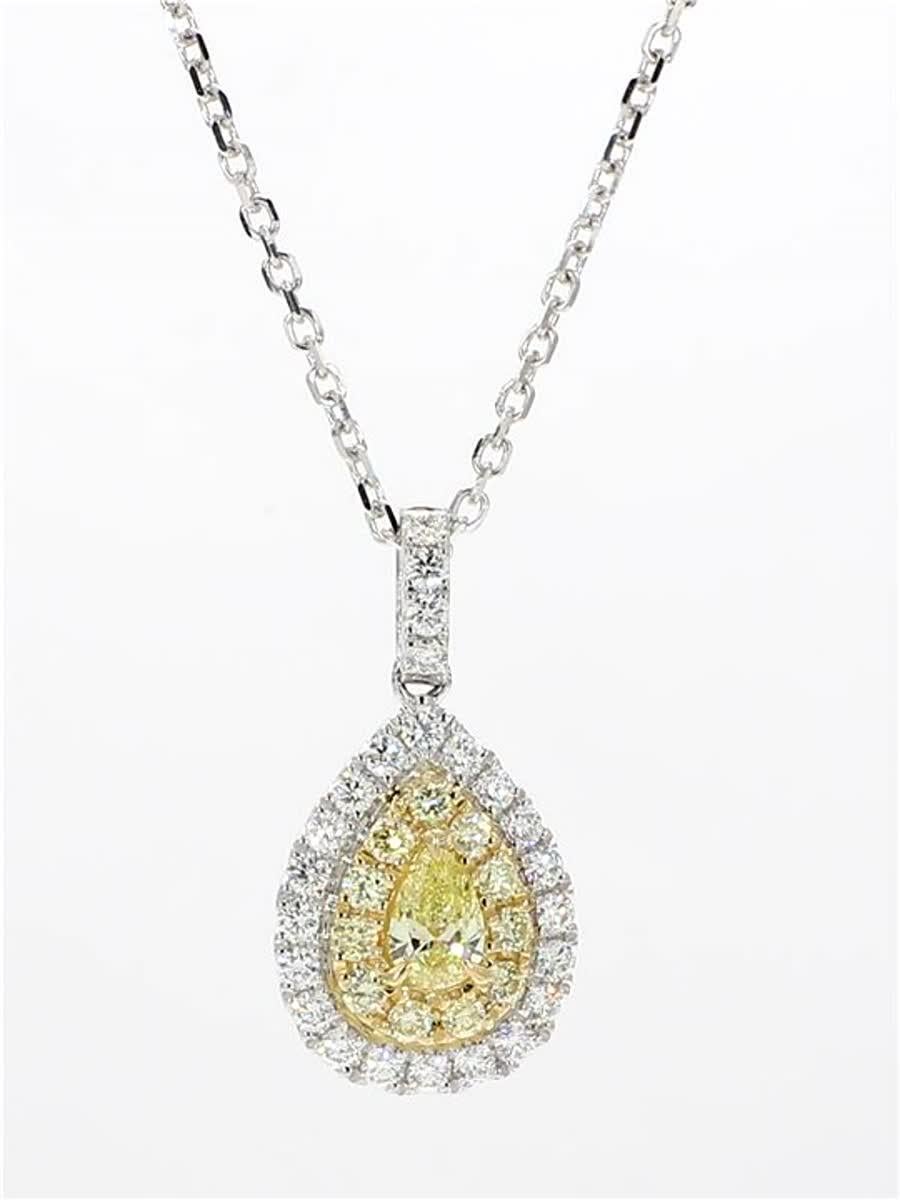 Natural Yellow Pear and White Diamond .79 Carat TW Gold Drop Pendant For Sale 1