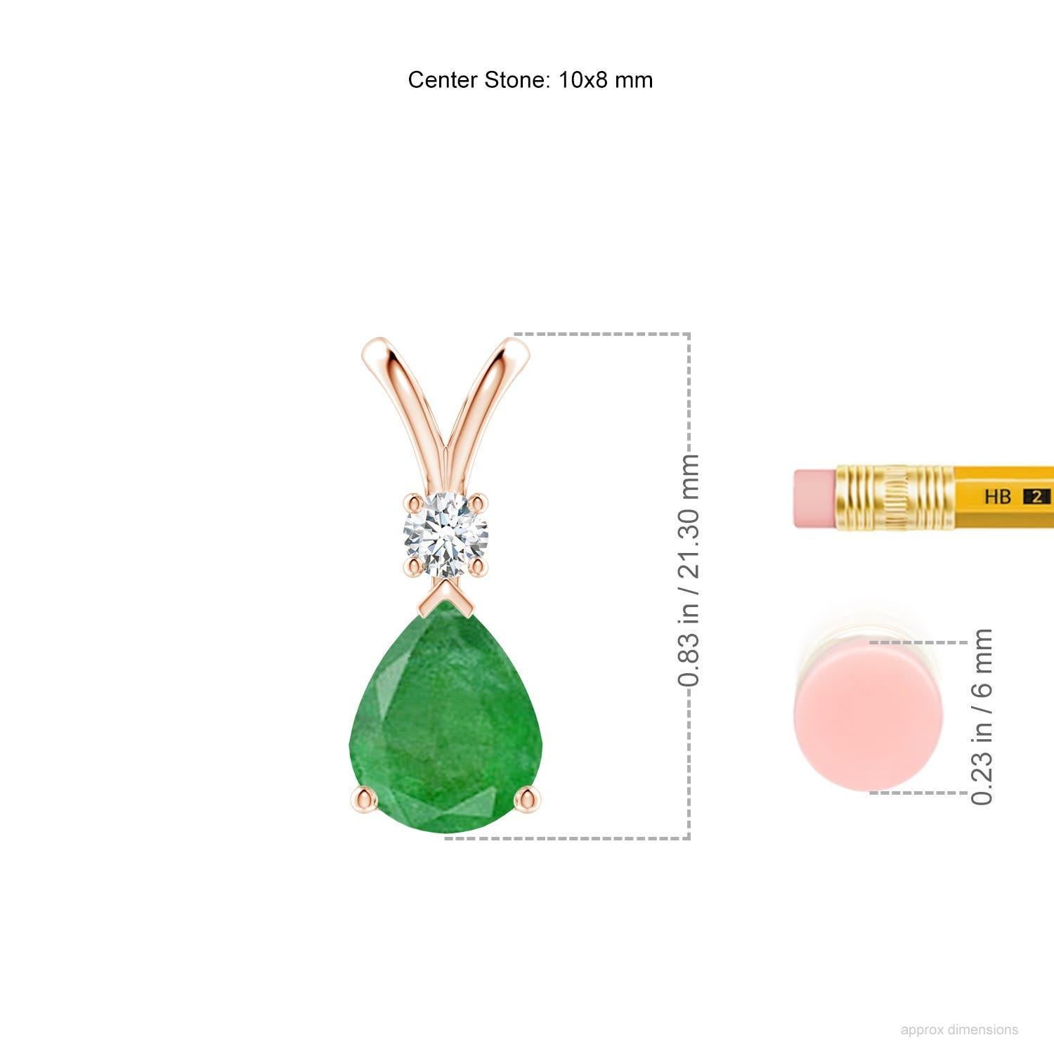Modern Natural 2.5 ct Emerald Teardrop Pendant with Diamond in 14K Rose Gold For Sale
