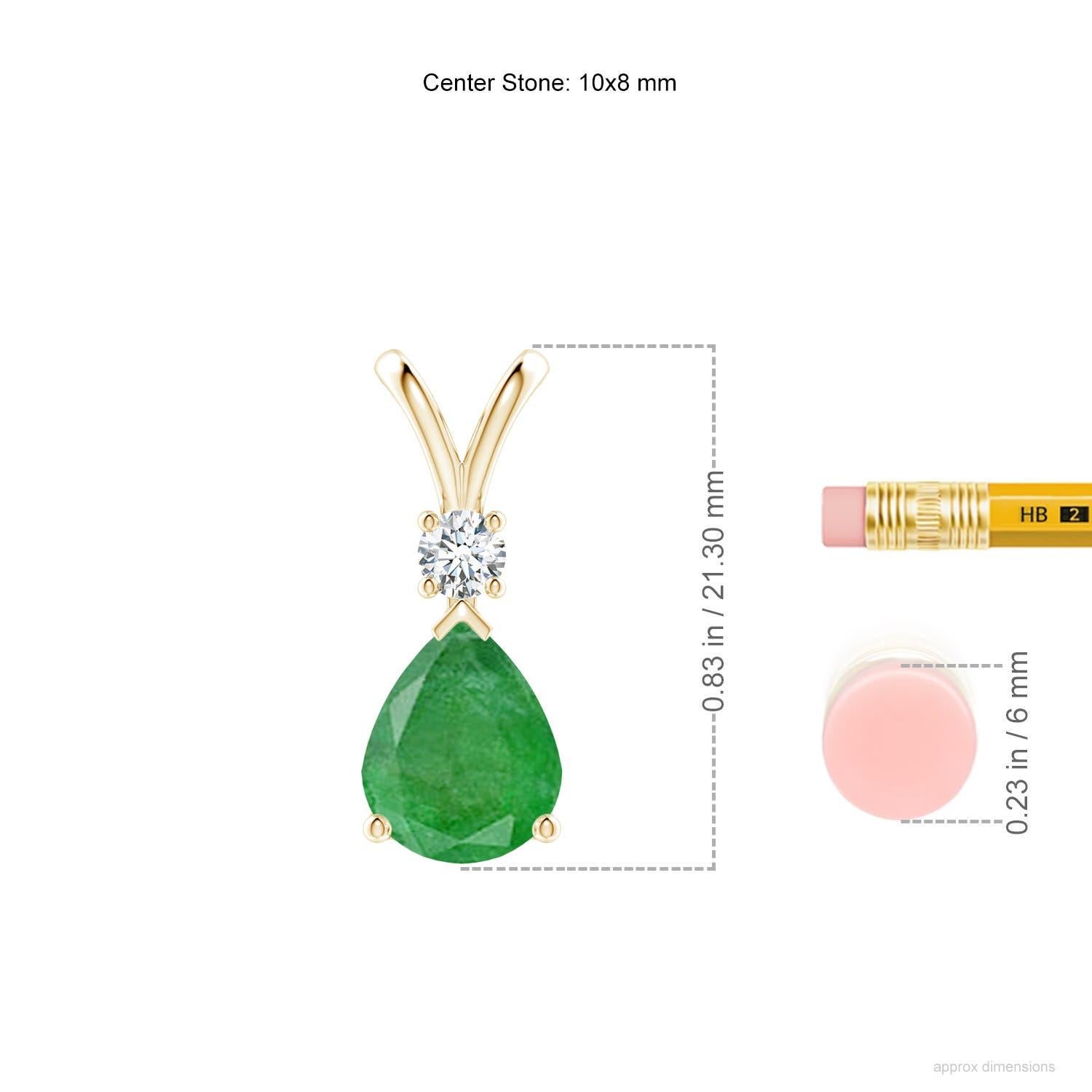 Pendentif goutte d'émeraude naturelle de 2,5 ct avec diamant en or jaune 14K Neuf - En vente à Los Angeles, CA