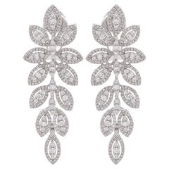 Orecchini pendenti con diamanti naturali da 2,50 carati in oro bianco 14k Gioielli fatti a mano