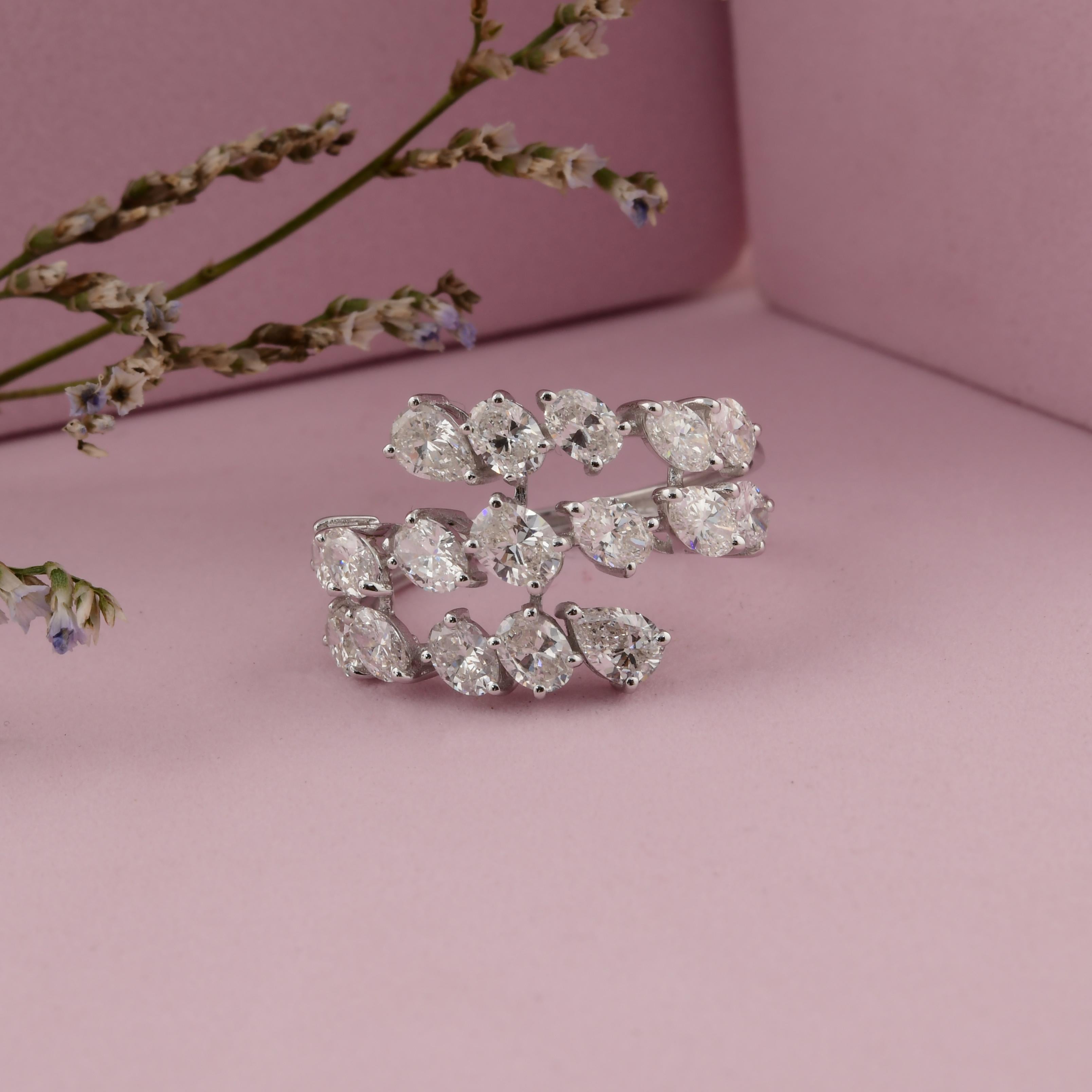 Im Angebot: Natürlicher 2,50 Karat SI/H Birne Oval Diamant Wrap Ring 14 Karat Weißgold Schmuck () 4