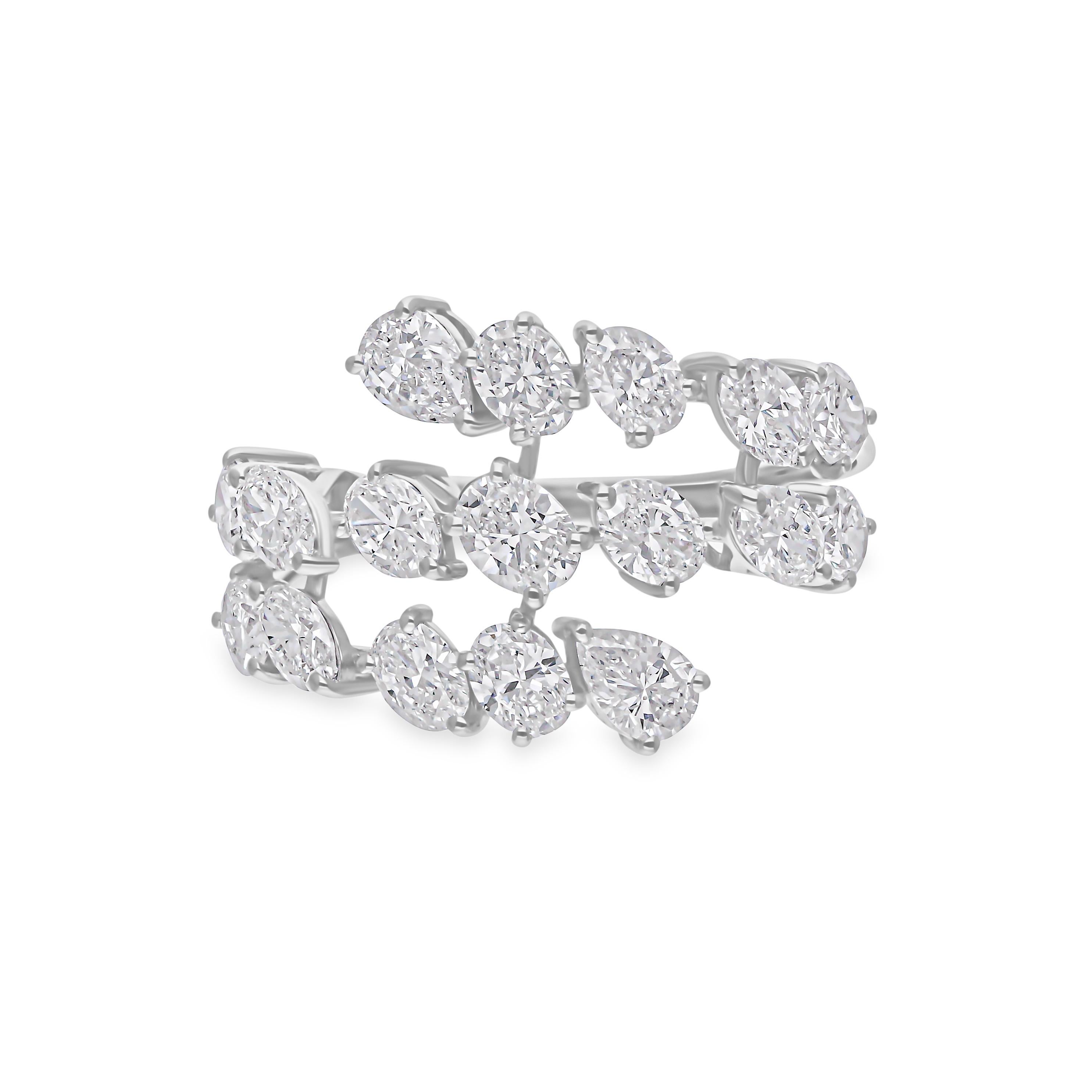 Im Angebot: Natürlicher natürlicher 2,50 Karat SI/H birnenförmiger ovaler Diamant-Wickelring aus 18 Karat Weißgold Schmuck () 6