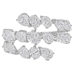 Bague enveloppante en or blanc 18 carats avec diamant ovale poire naturel de 2,50 carats SI/H