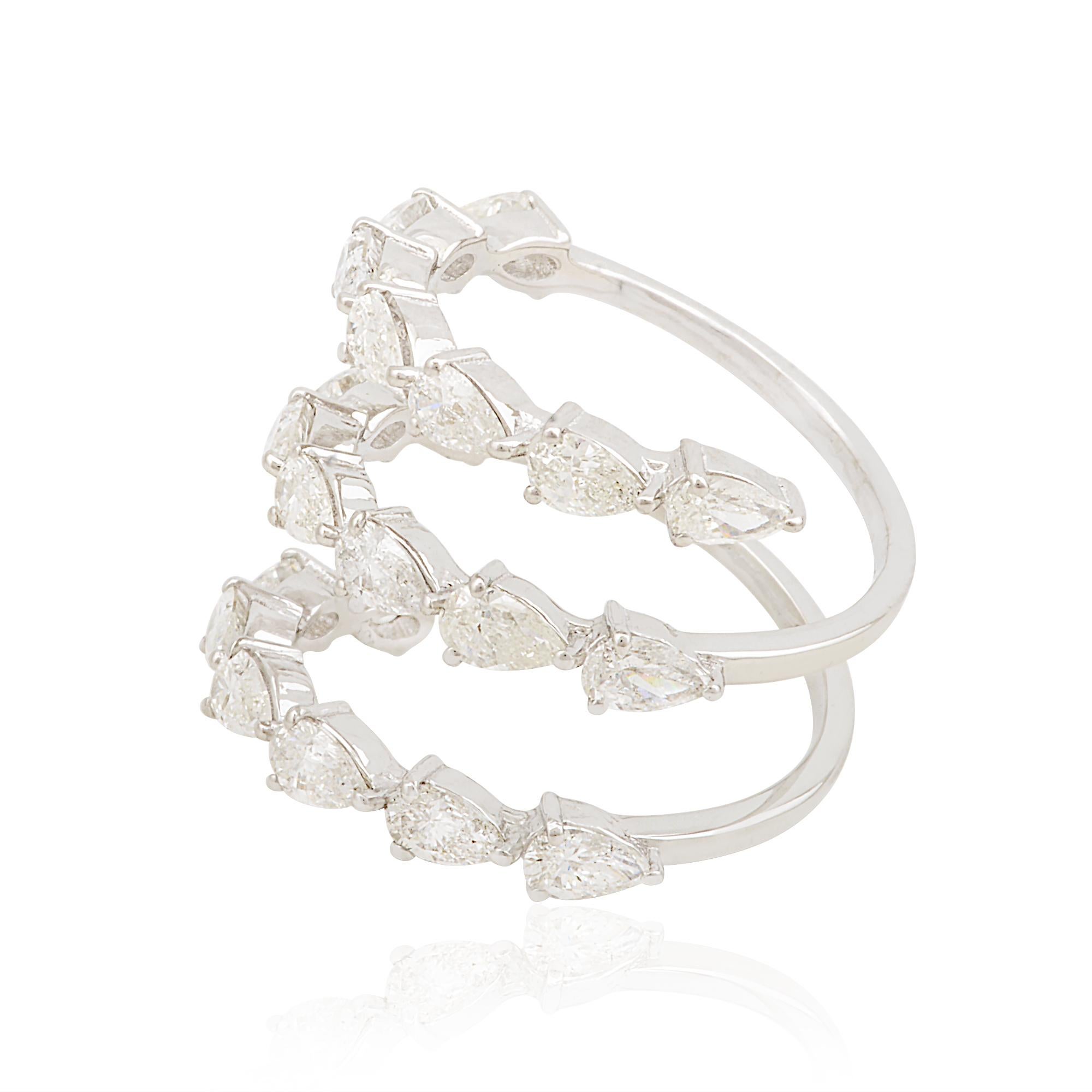 Moderne Nature 2.50 Carat SI/HI Pear Diamond Spiral Wrap Ring 14k White Gold Jewelry en vente