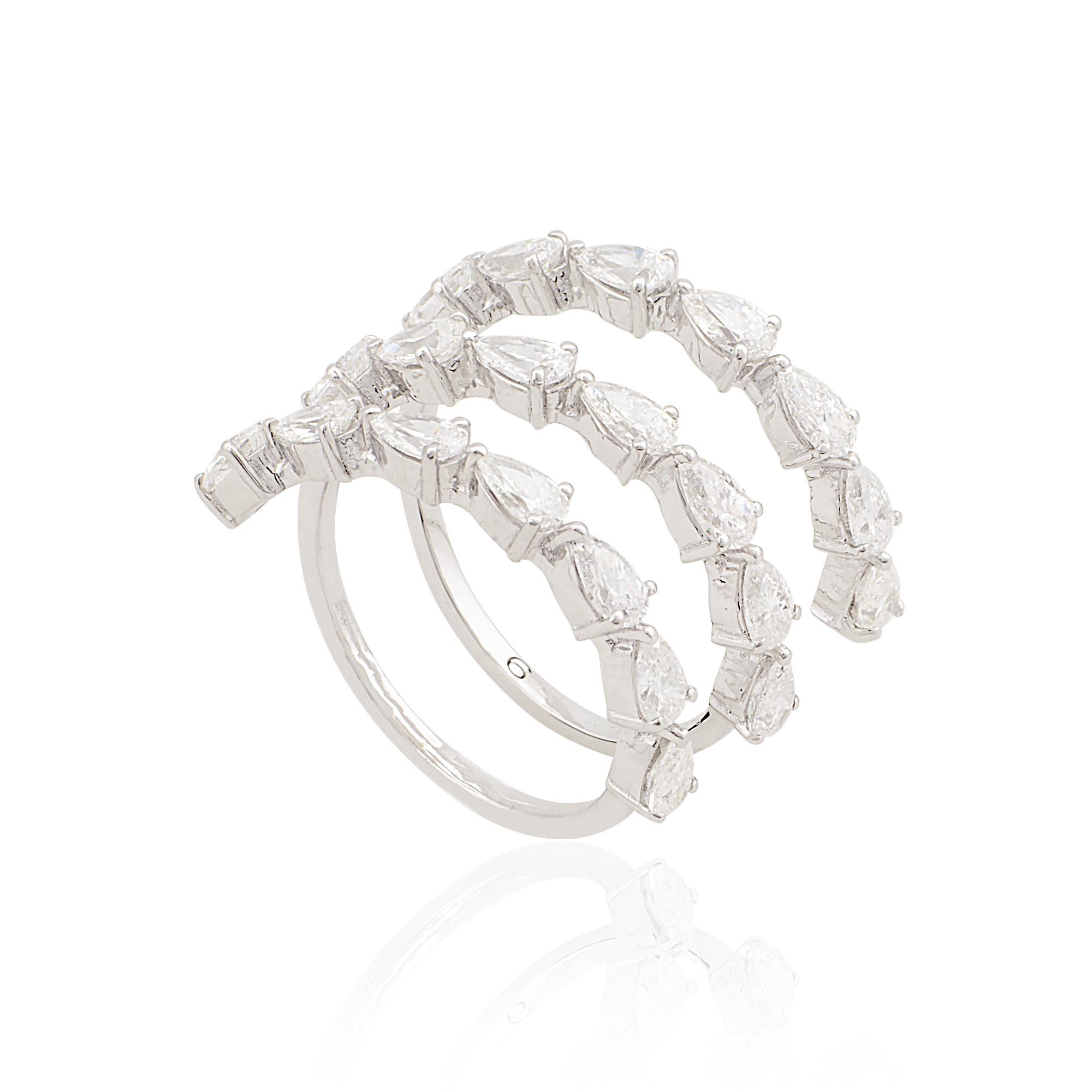 Taille poire Bague enveloppante en or blanc 18 carats avec diamants naturels taille poire SI/HI de 2,50 carats en vente