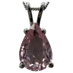 Collana con ciondolo in oro bianco 18 carati con zaffiro rosa naturale da 2,50 carati, taglio a pera e goccia