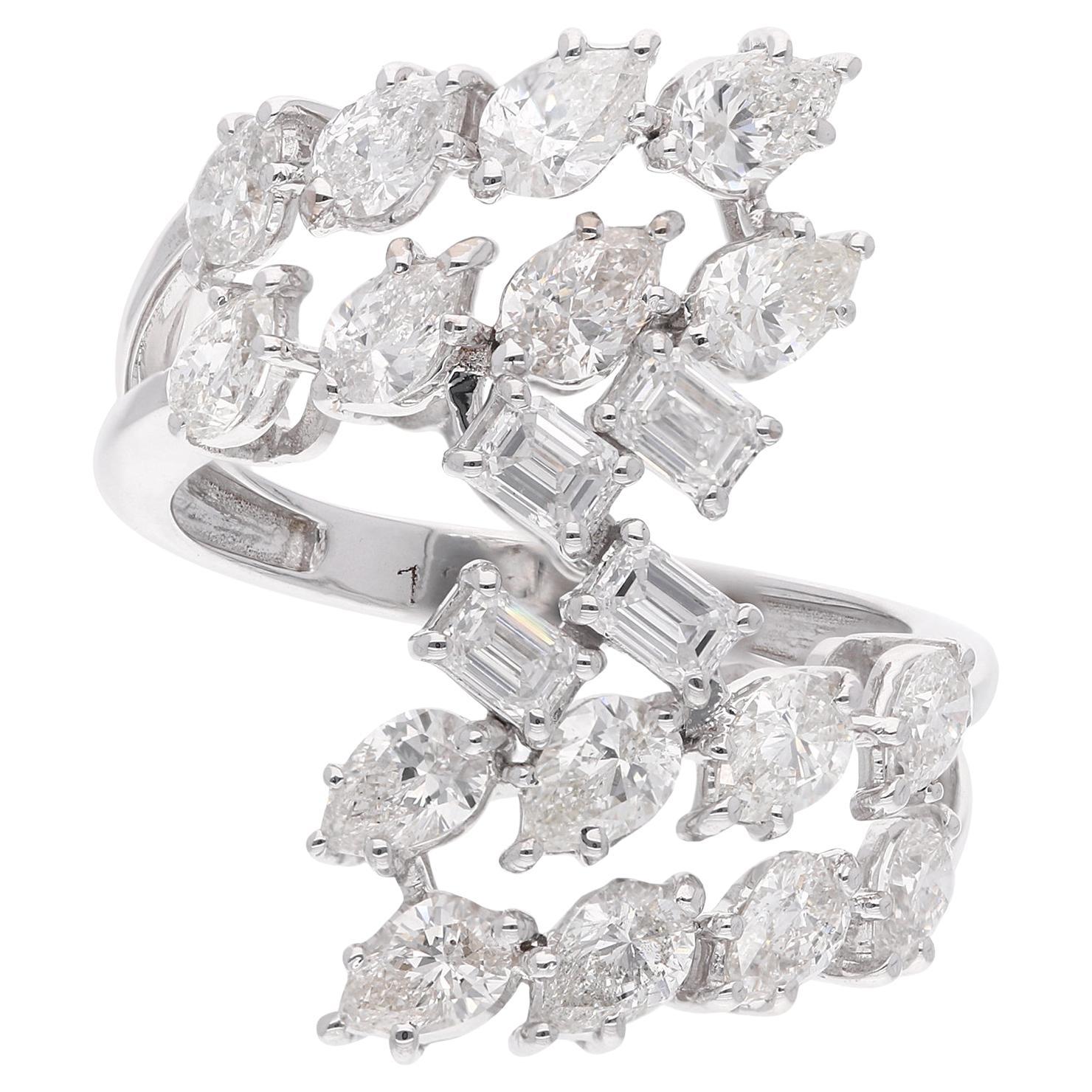 Natural 2.51 Carat Diamond Wrap Ring 14 Karat White Gold Handmade Fine Jewelry