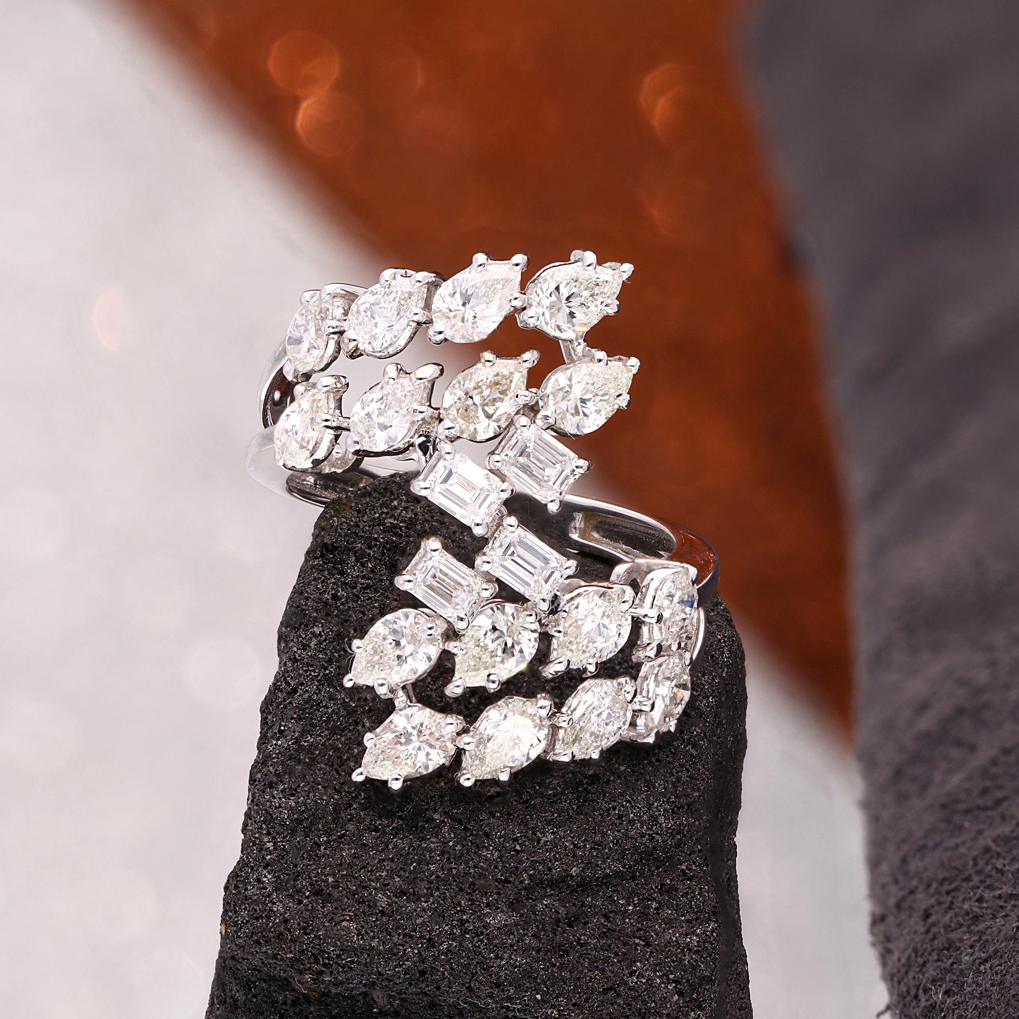 Modern Natural 2.51 Carat Diamond Wrap Ring 18 Karat White Gold Handmade Fine Jewelry For Sale