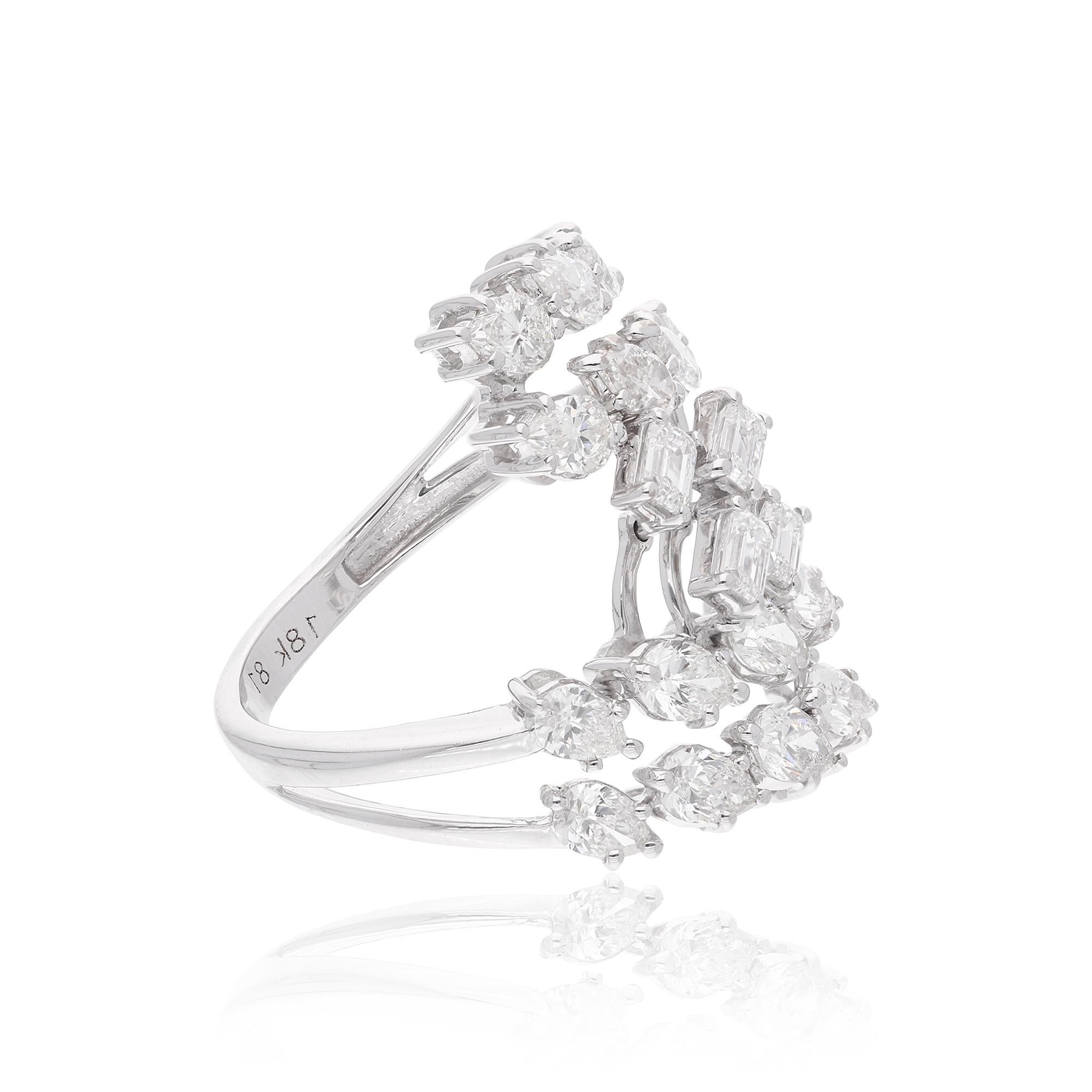 Natural 2.51 Carat Diamond Wrap Ring 18 Karat White Gold Handmade Fine Jewelry In New Condition For Sale In Diera, Dubai