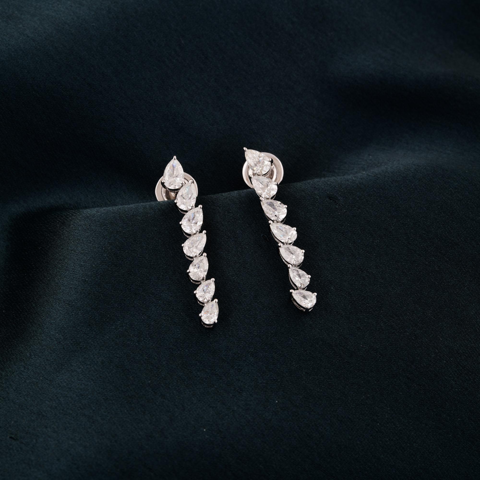 Pear Cut 1/4 Carat SI Clarity H Color Pear Brilliant Cut Diamond Earrings 18k White Gold For Sale
