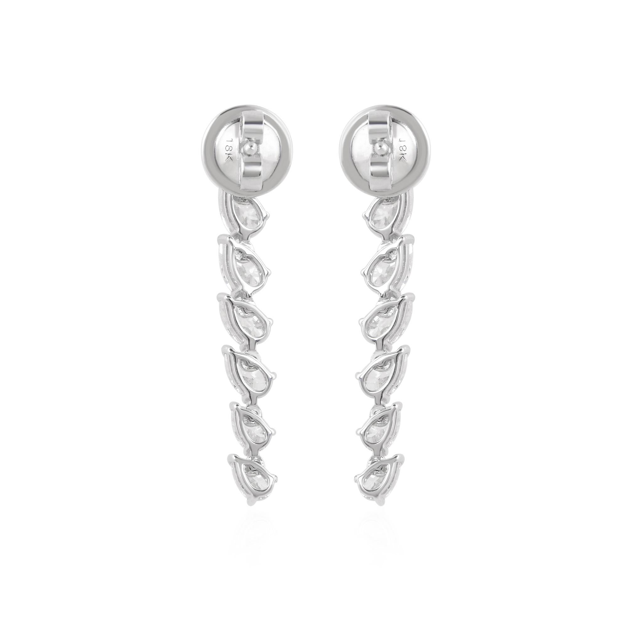 Women's 1/4 Carat SI Clarity H Color Pear Brilliant Cut Diamond Earrings 18k White Gold For Sale