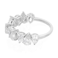 Natural 2.51 Carat SI Clarity HI Color Pear Diamond Ring 18 Karat White Gold