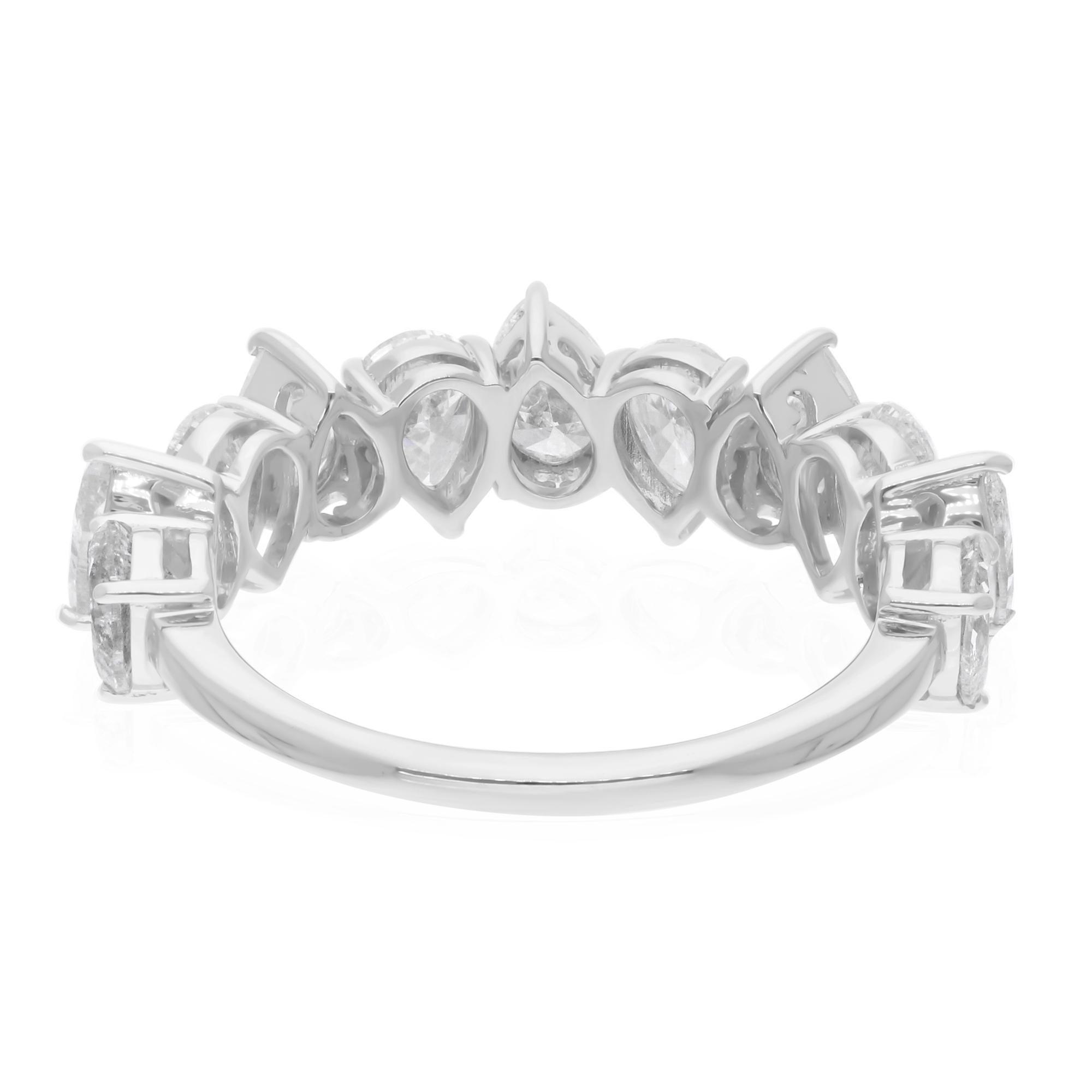 Pear Cut Natural 2.51 Carat SI Clarity HI Color Pear Diamond Ring 18 Karat White Gold For Sale