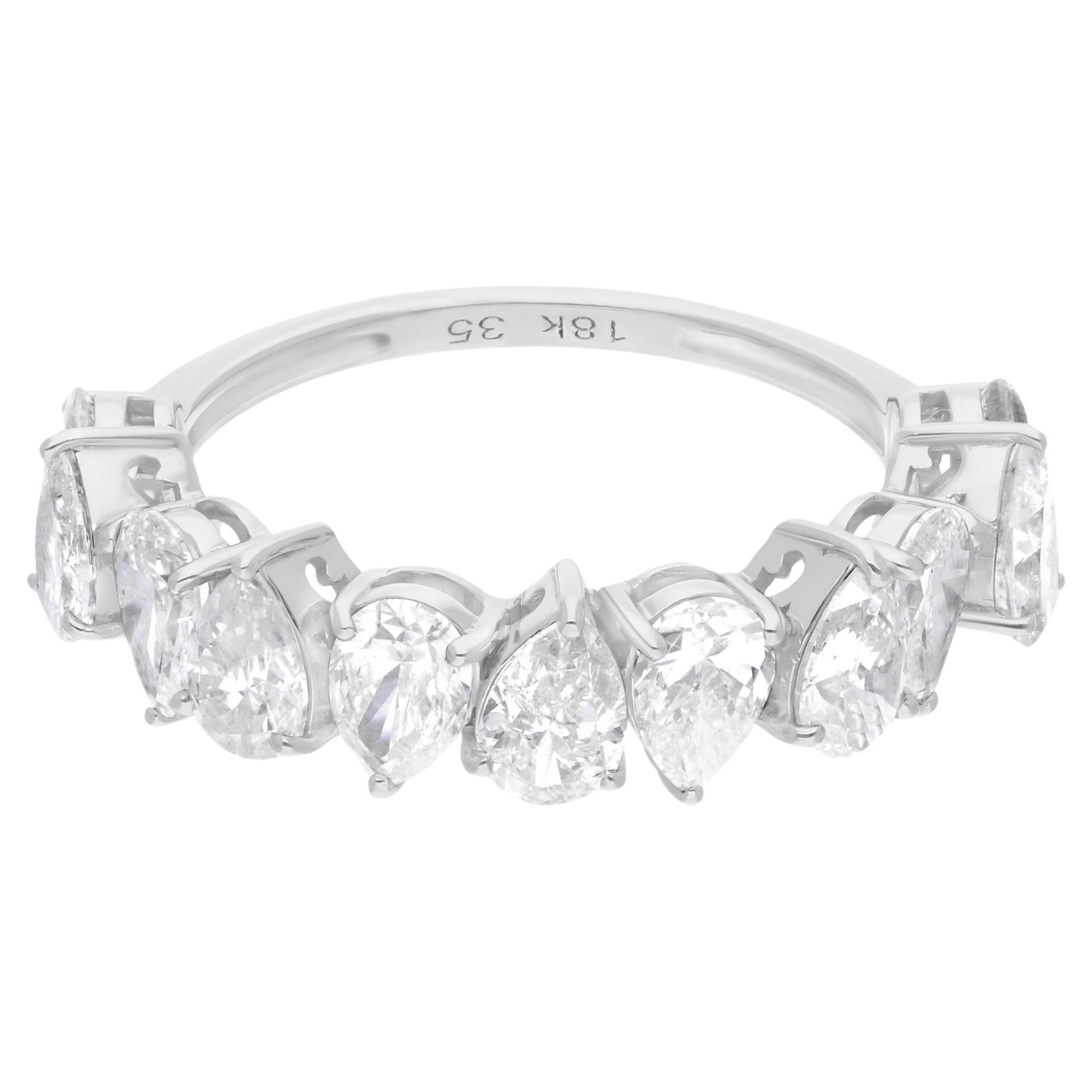 Natural 2.51 Carat SI Clarity HI Color Pear Diamond Ring 18 Karat White Gold For Sale