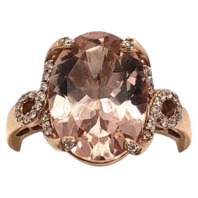 Natürlicher natürlicher 2,71 Karat Morganit Erbstück Roségold Ring  Morganit & Diamant Vintage im Angebot