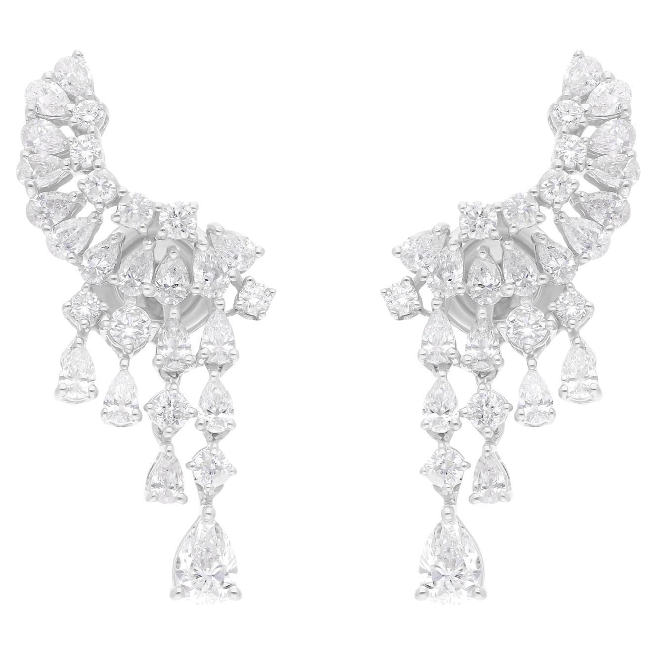 Pendientes de diamantes redondos pera SI/H naturales de 2,52 quilates Joyas de oro blanco de 14 quilates