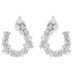 Boucles d'oreilles en or blanc 14 carats avec diamants ronds taille poire de 2,52 carats SI/H