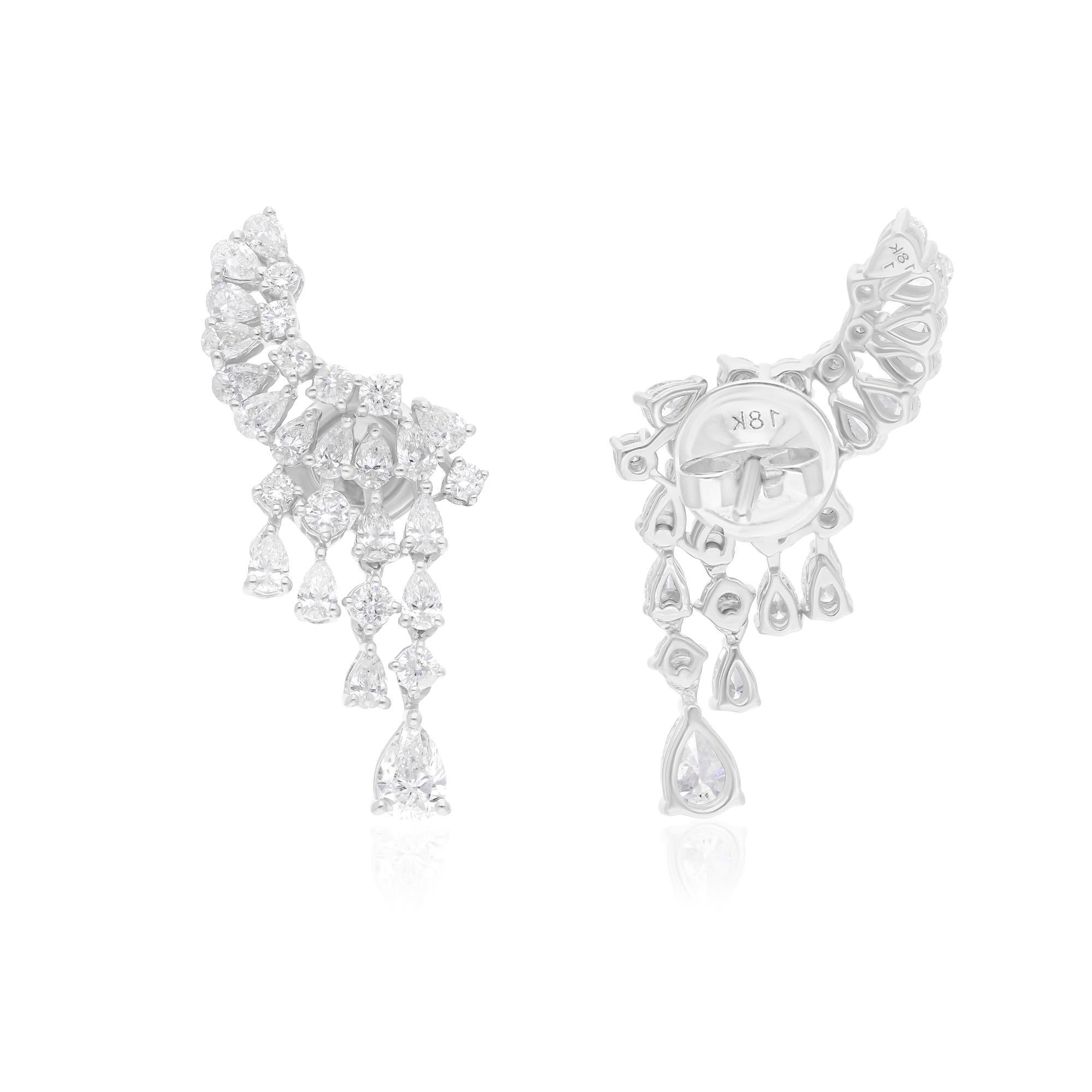 Moderne Boucles d'oreilles en or blanc 18 carats avec diamants ronds taille poire de 2,52 carats SI/H en vente