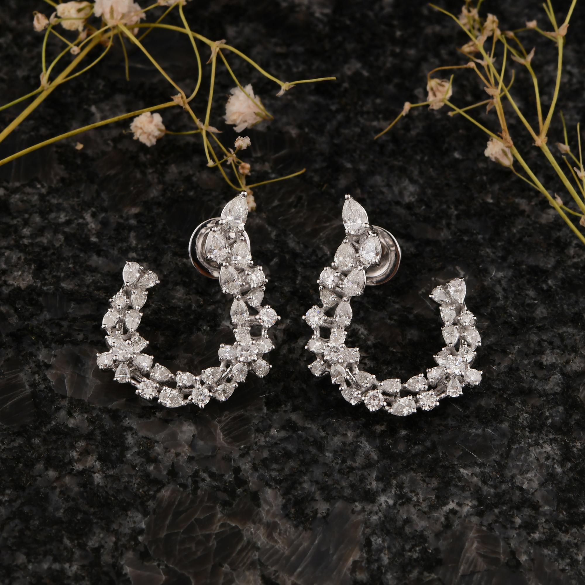 Modern Natural 2.52 Carat SI/H Pear Round Diamond Earrings 18 Karat White Gold Jewelry For Sale