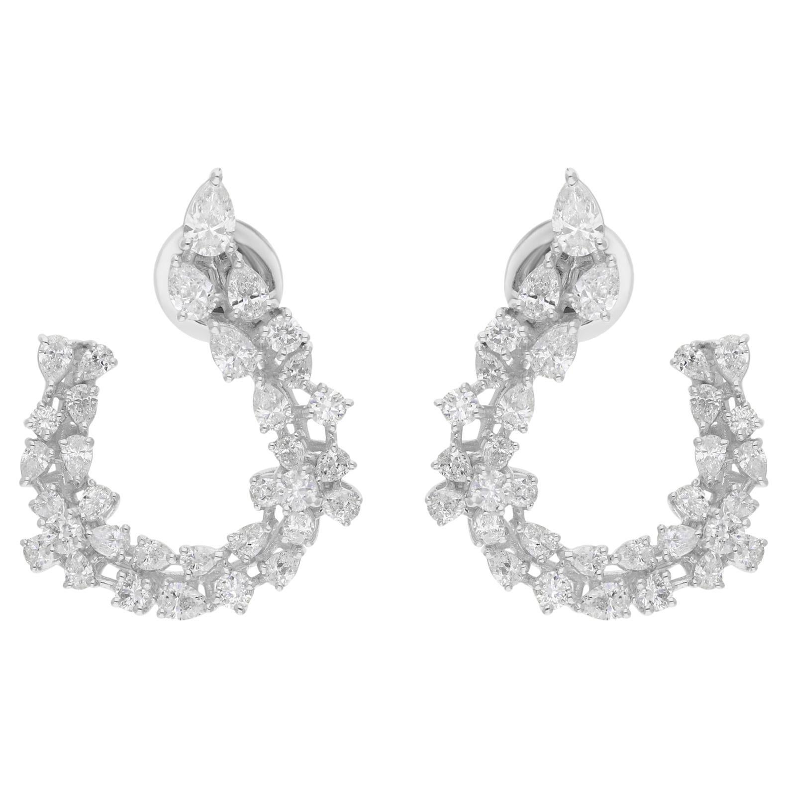 Natural 2.52 Carat SI/H Pear Round Diamond Earrings 18 Karat White Gold Jewelry